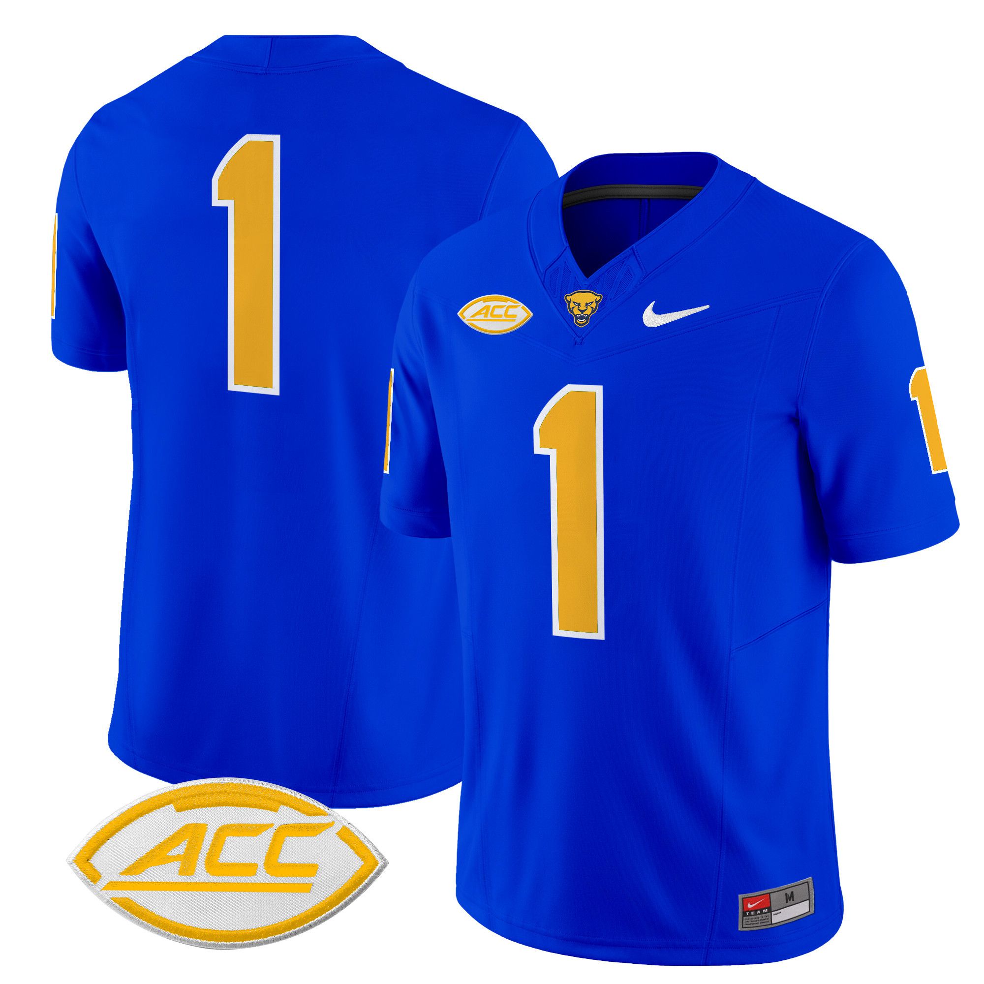 Men Pittsburgh Panthers #1 No Name Blue Nike 2024 Vapor Limited NCAA Jersey style 1->customized ncaa jersey->Custom Jersey